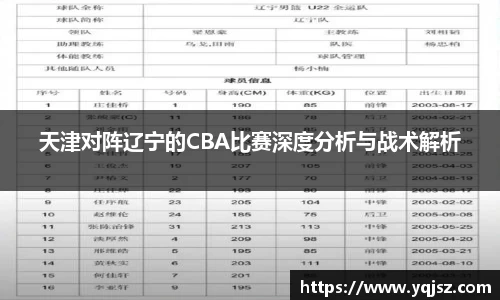 天津对阵辽宁的CBA比赛深度分析与战术解析